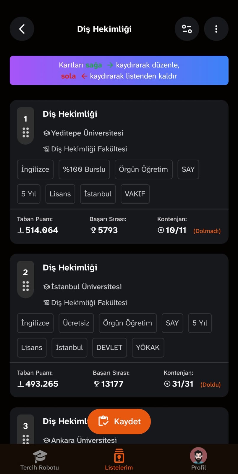 Okulseçim Mobil Uygulama Ekran Görüntüsü